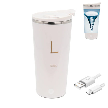 Rechargeable Self Stirring Mug - Magnetic Electric Auto Mixing Stainless Steel Cup for Office/Kitchen/Travel/Home-400 Ml/13.5 Oz(White)