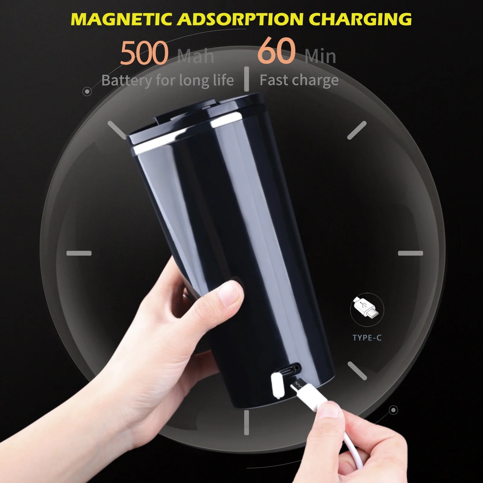 Rechargeable Self Stirring Mug - Magnetic Electric Auto Mixing Stainless Steel Cup for Office/Kitchen/Travel/Home-400 Ml/13.5 Oz(White)