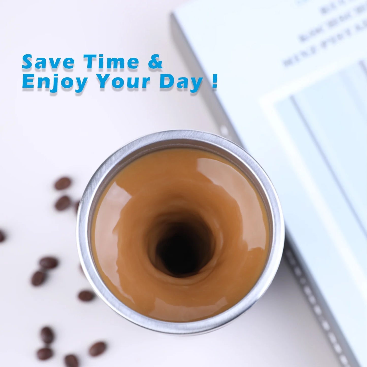 Rechargeable Self Stirring Mug - Magnetic Electric Auto Mixing Stainless Steel Cup for Office/Kitchen/Travel/Home-400 Ml/13.5 Oz(White)