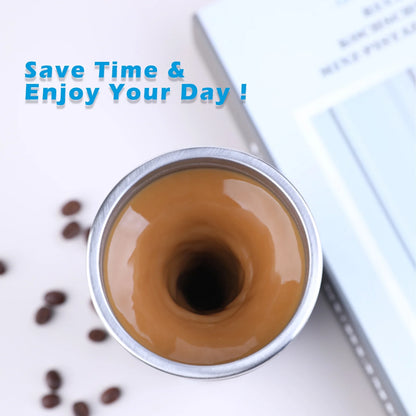 Rechargeable Self Stirring Mug - Magnetic Electric Auto Mixing Stainless Steel Cup for Office/Kitchen/Travel/Home-400 Ml/13.5 Oz(White)
