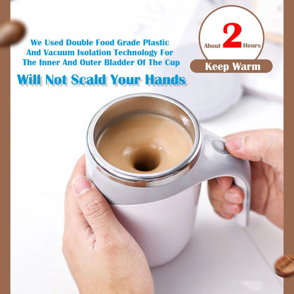 Self Stirring Mug - Magnetic Electric Auto Cute Mixing Cup Tasse for Office/Kitchen/Travel/Home Coffee/Tea/Hot Chocolate/Milk-450 Ml/15.2 Oz(Brown)