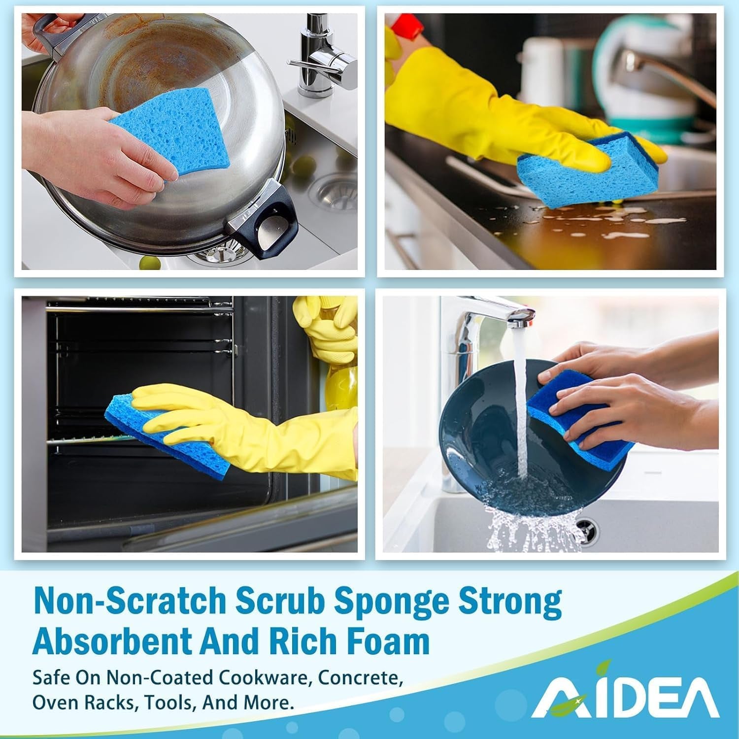 Non Scratch Scrub Sponge, 24Count, Sponges for Dishes, Sponges Kitchen, Cleaning Sponge, Cleans Fast without Scratching, Stands up to Stuck-On Grime, Cleaning Power for Everyday Jobs