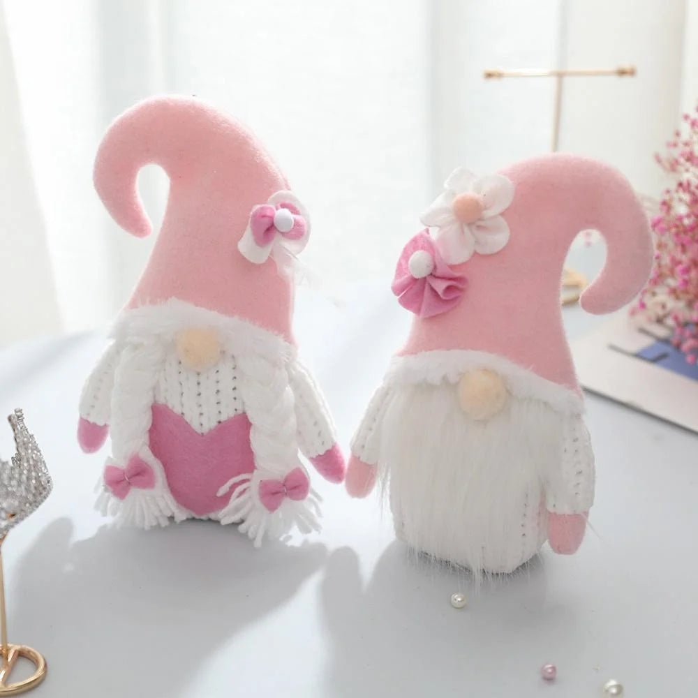 2Pcs Valentines Plush Decorations - Valentines Day Mr & Mrs Handmade Swedish Tomte Decor - Valentines Home Table Elf Decor Ornaments Gift