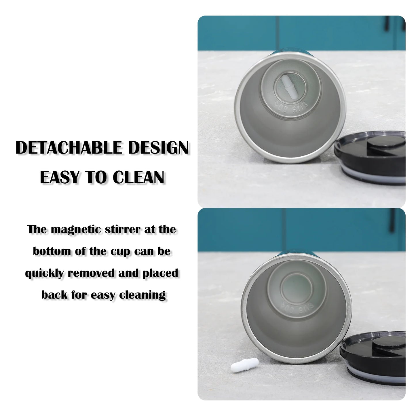 Rechargeable Self Stirring Mug - Magnetic Electric Auto Mixing Stainless Steel Cup for Office/Kitchen/Travel/Home-400 Ml/13.5 Oz(White)