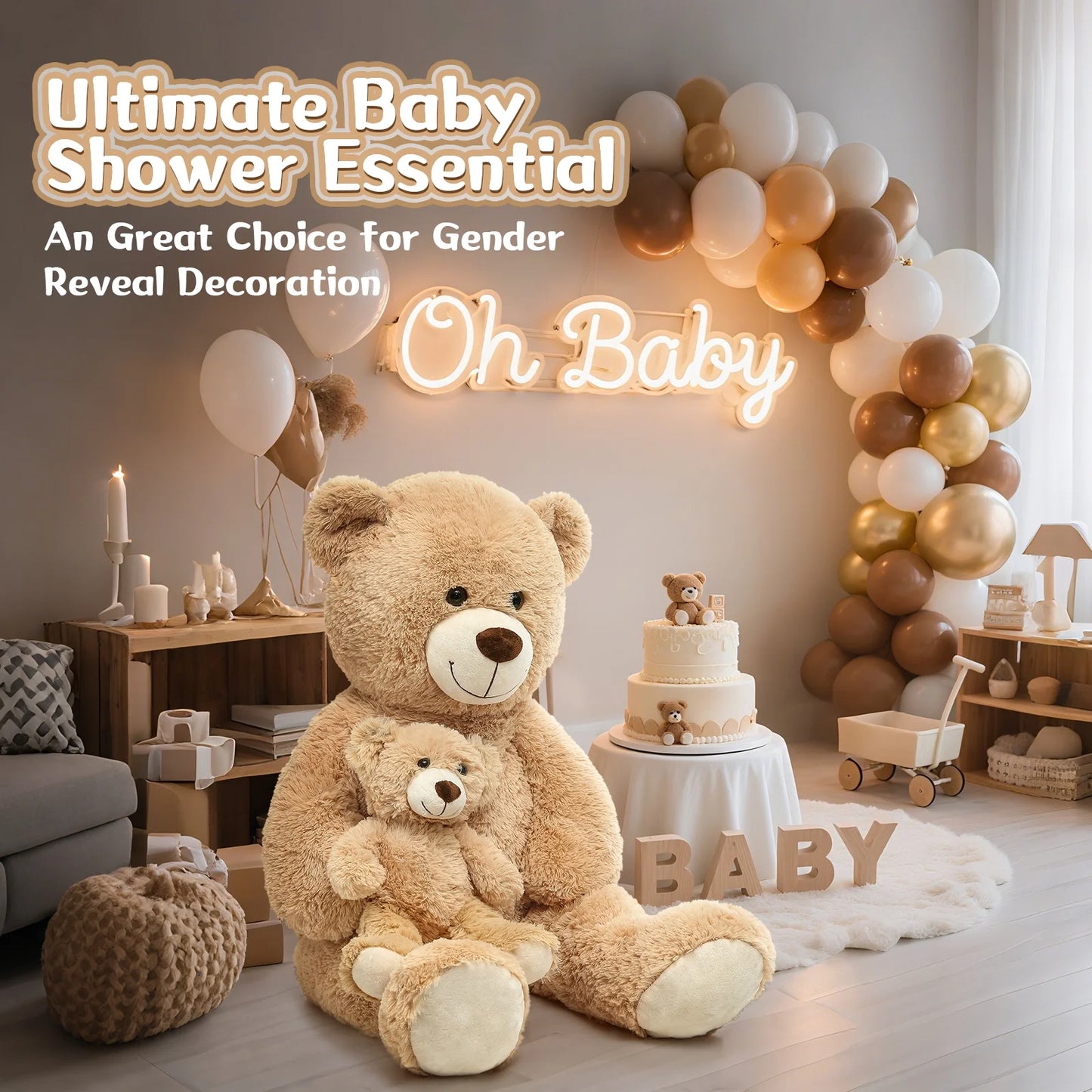 39" Giant Teddy Bear Mommy and Baby Soft Plush Bear Stuffed Animal