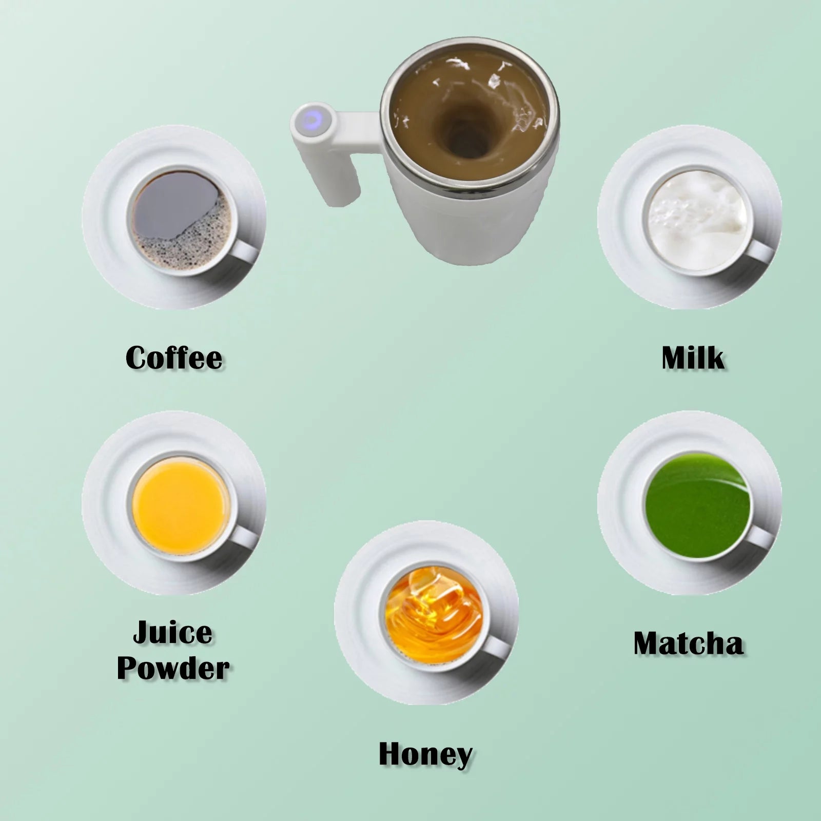 Rechargeable Self Stirring Mug - Magnetic Electric Auto Mixing Stainless Steel Cup for Office/Kitchen/Travel/Home Coffee/Tea/Hot Chocolate/Milk-430 Ml/14.5 Oz(White)